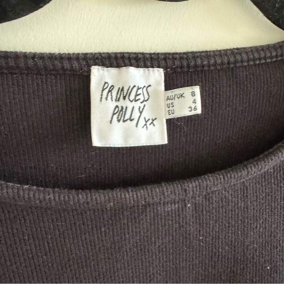 Princess Polly Black Ribbed Tee - Picture 3 of 3